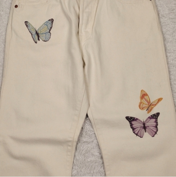 Levi's 501 Original Butterfly Light White Stone Wash High Rise Button Fly Jean - Picture 4 of 4